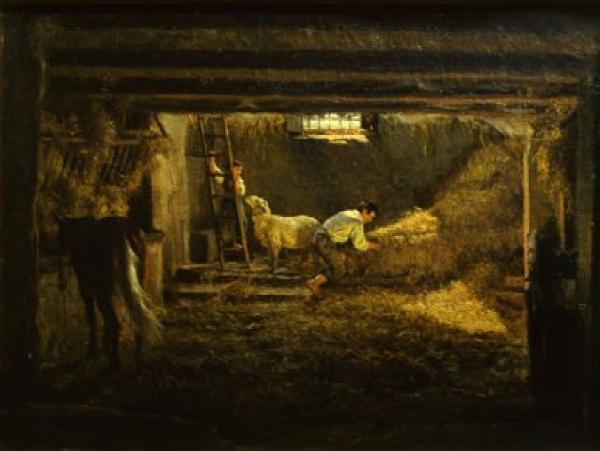 Filippo Palizzi Interno d'una stalla oil painting image